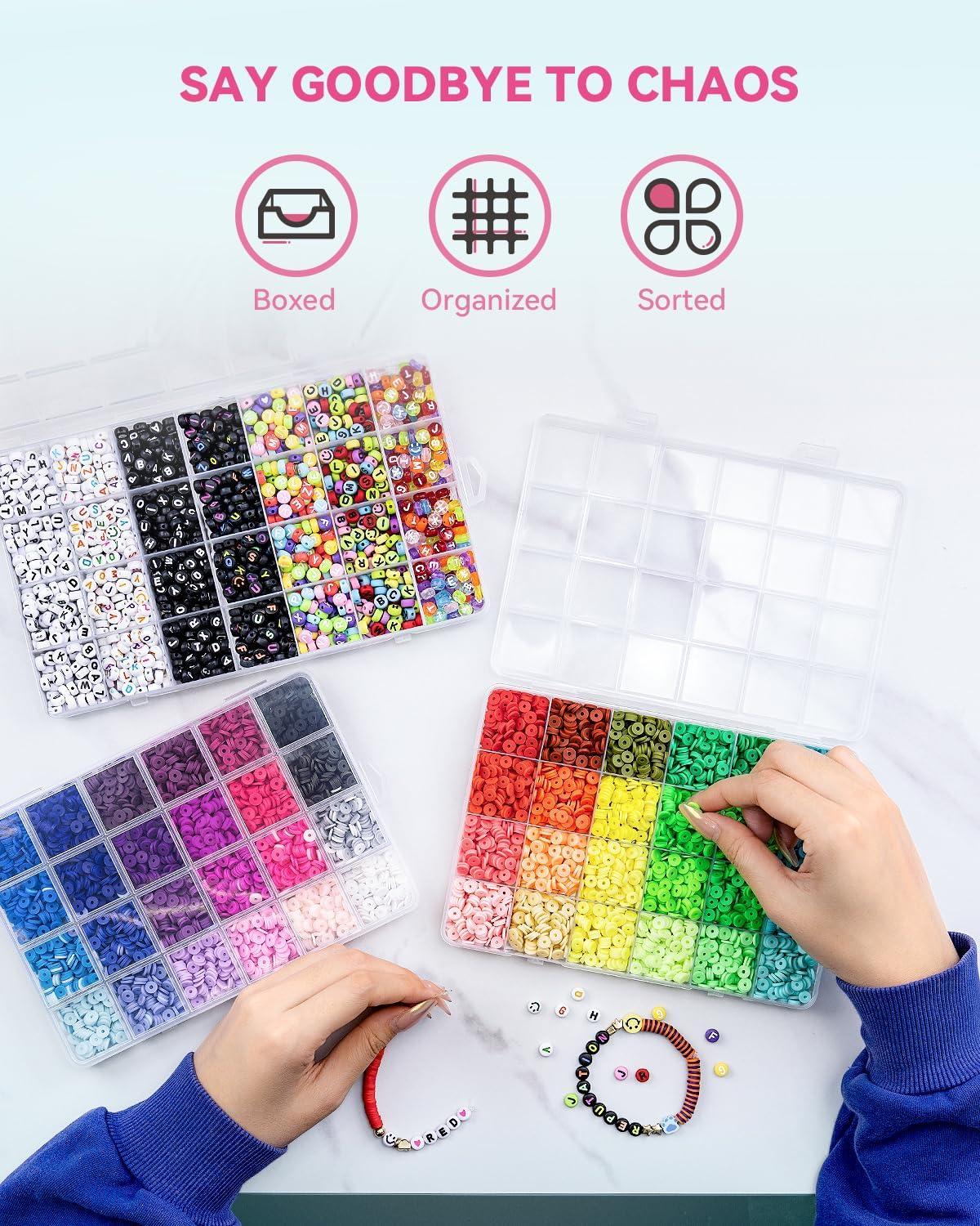 image:imageARTDOT 11000 PCS Assorted Clay Beads for Friendship Bracelets Making Kit 48 Colors Jewelry Making Supplies Heishi Beads with 7 Styles Letter Beads Set Gifts