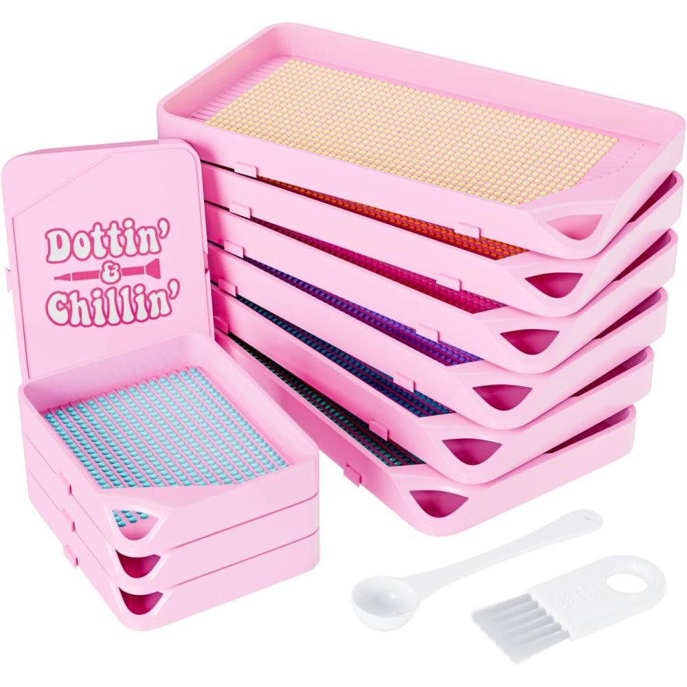 image:imageARTDOT 10Piece Interlocking Diamond Art Trays Kits for Adults Stackable Diamond Painting Accessories and ToolsPink