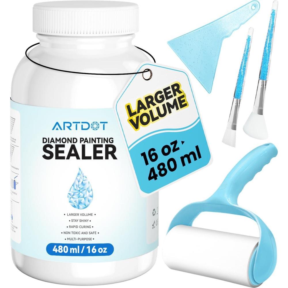 image:imageARTDOT 16 oz Diamond Art Sealer Kits for Adults Large Capacity Glue as Diamond Painting Accessories and Jigsaw Puzzles Tools