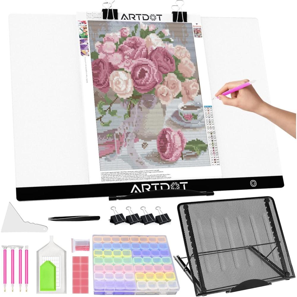 image:imageARTDOT A1 Large LED Light Pad for Diamond Painting AC Powered Light Board Kit Adjustable Brightness Light Box Drawing for 5D Diamond Painting KitsA2 Light Pad Kits