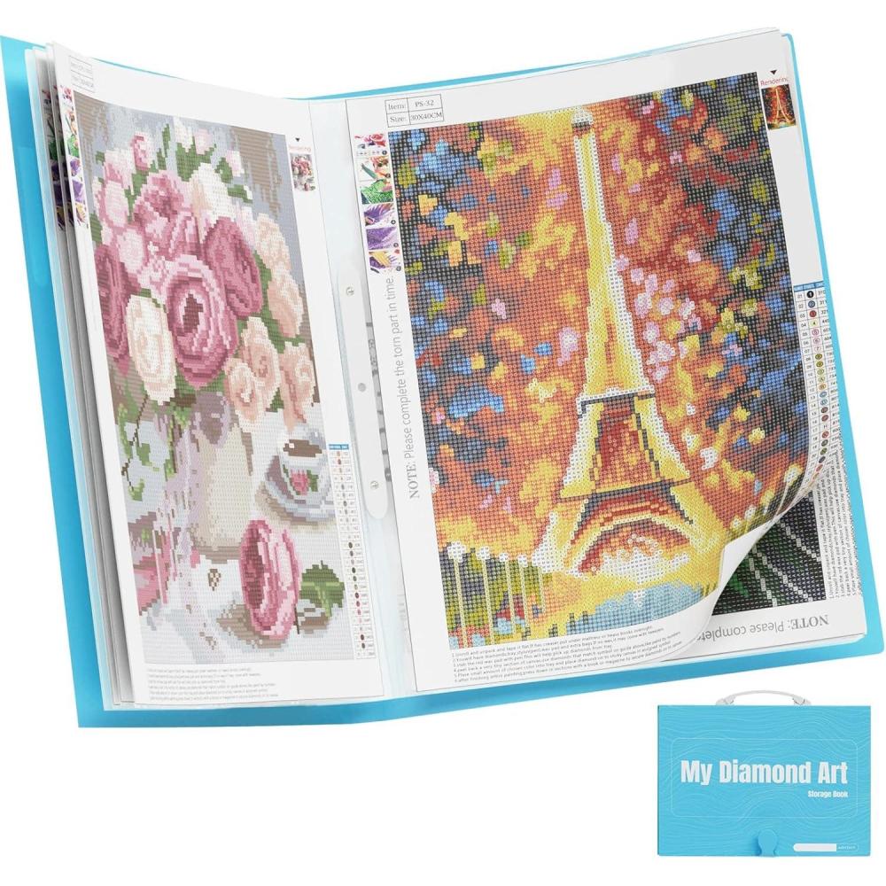 image:imageARTDOT A3 Storage Book for Diamond Art Kits Portfolio Folder for Diamond Painting Accessories with 30 Pocket Slevees Protectors 169x124inchesA222x164 inches