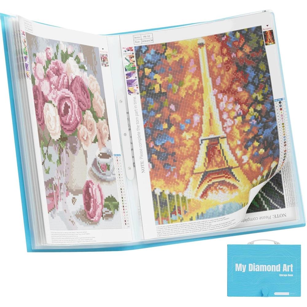 image:imageARTDOT A3 Storage Book for Diamond Art Kits Portfolio Folder for Diamond Painting Accessories with 30 Pocket Slevees Protectors 169x124inchesA316x12 inches