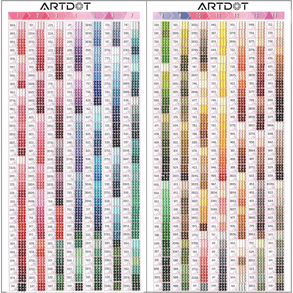 image:imageARTDOT Color Card for Diamond Painting Kits 5D Diamond Art Reference Tools with Number Matching 445 Colors Diamond Painting Accessories