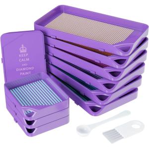 ARTDOT 10-Piece Interlocking Diamond Art Trays Kits for Adults, Stackable Diamond Painting Accessories and Tools(Purple)