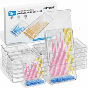 ARTDOT 10-Piece Interlocking Diamond Art Trays Kits for Adults, Stackable Diamond Painting Accessories and Tools(White)