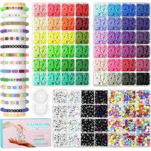 ARTDOT 11000 PCS Assorted Clay Beads for Friendship Bracelets Making Kit, 48 Colors Jewelry Making Supplies Heishi Beads with 7 Styles Letter Beads Set Gifts