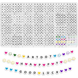 ARTDOT 1400 Pieces Letter Beads for Friendship Bracelets Making Kit, 28 Styles Assortment Jewelry Making Supplies Alphabet Beads Set with Cases Preppy Crafts Gifts(Black Letter White Bead)