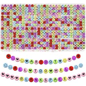 ARTDOT 1400 Pieces Letter Beads for Friendship Bracelets Making Kit, 28 Styles Assortment Jewelry Making Supplies Alphabet Beads Set with Cases Preppy Crafts Gifts(Black Letter Multicolor Bead)