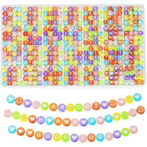 ARTDOT 1400 Pieces Letter Beads for Friendship Bracelets Making Kit, 28 Styles Assortment Jewelry Making Supplies Alphabet Beads Set with Cases Preppy Crafts Gifts(Multicolor Letter Transparent Bead)