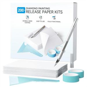 ARTDOT 200-Piece Double-Sided Non-Stick Release Paper for Diamond Art Kits, 15×10 cm Thickened Cover Replacement Paper as Diamond Painting Accessories and Tools