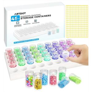 ARTDOT 45 Slots Diamond Art Storage Boxes Kits for Adults, Diamond Painting Storage Containers with Accessories and Tools for Bead Organization