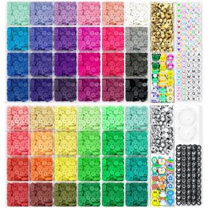 ARTDOT 5342 PCS Clay Beads for Friendship Bracelets Making Kit, 24 Rainbow Colors Jewelry Making Supplies Heishi Beads with Elastic String and Organizer Gifts(10982 PCS)