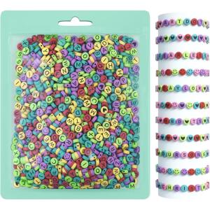 ARTDOT 800 Pieces Assortment Letter Beads for Friendship Bracelets Making Kit, 28 Styles Jewelry Making Supplies Alphabet Beads Set Preppy Crafts Art(Black Letter Multicolor Bead)