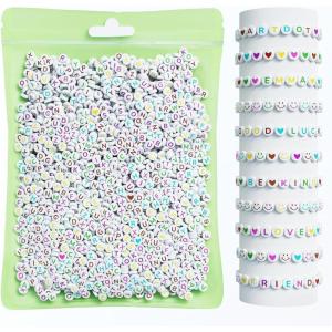 ARTDOT 800 Pieces Assortment Letter Beads for Friendship Bracelets Making Kit, 28 Styles Jewelry Making Supplies Alphabet Beads Set Preppy Crafts Art(Multicolor Letter White Bead)