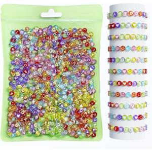 ARTDOT 800 Pieces Assortment Letter Beads for Friendship Bracelets Making Kit, 28 Styles Jewelry Making Supplies Alphabet Beads Set Preppy Crafts Art(Multicolor Letter Transparent Bead)