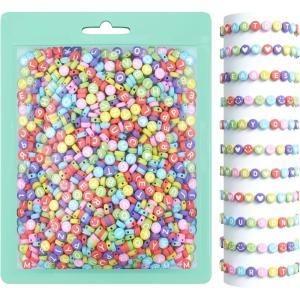 ARTDOT 800 Pieces Assortment Letter Beads for Friendship Bracelets Making Kit, 28 Styles Jewelry Making Supplies Alphabet Beads Set Preppy Crafts Art(White Letter Multicolor Bead)