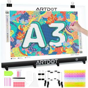 ARTDOT A1 Large LED Light Pad for Diamond Painting AC Powered Light Board Kit Adjustable Brightness Light Box Drawing for 5D Diamond Painting Kits(A3 Light Pad)