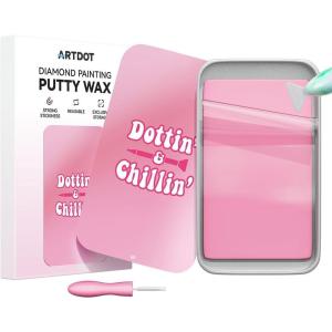 ARTDOT Enduring Stickiness Putty Wax for Diamond Art Kits for Adults, Strong Stickiness Clay Glue with Slide Storage Box for Diamond Painting Accessories and Tools(Pink)