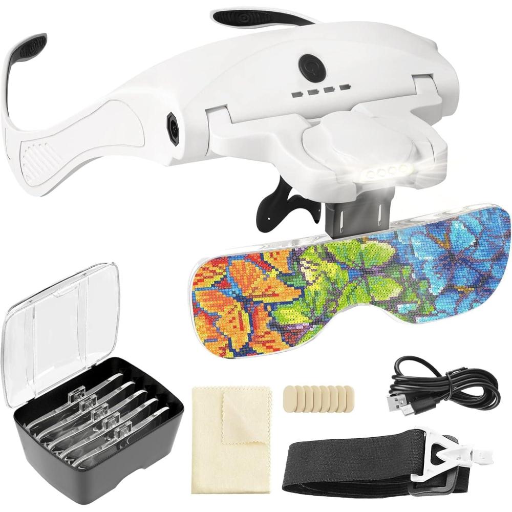image:imageARTDOT Magnifying Glasses with Light for Diamond Art Kits 5 Replaceable Lenses for Magnifier with 4 LED Lights and Adjustable Brightness for Diamond Painting Accessories and Reading Close Work