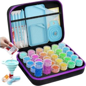 ARTDOT 240 Slots Storage Container for Diamond Painting Kits for Adults,Portable Diamond Painting Storage Box with Accessories and Tools(Black)