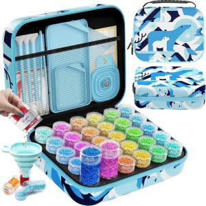 ARTDOT 240 Slots Storage Container for Diamond Painting Kits for Adults,Portable Diamond Painting Storage Box with Accessories and Tools(Blue)