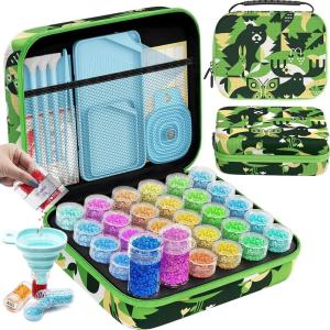 ARTDOT 240 Slots Storage Container for Diamond Painting Kits for Adults,Portable Diamond Painting Storage Box with Accessories and Tools(Green)