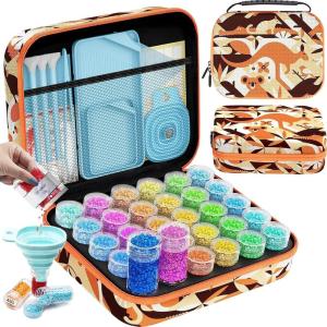 ARTDOT 240 Slots Storage Container for Diamond Painting Kits for Adults,Portable Diamond Painting Storage Box with Accessories and Tools(Orange)